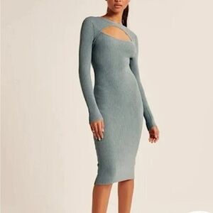 Abercrombie & Fitch Powder Blue Long Sleeve Midi Sweater Dress - Size S petite